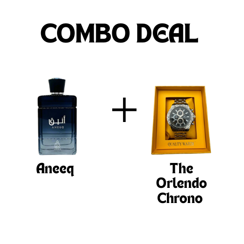 Elite Combo for Him: Aneeq Fragrance & Orlendo Chrono Watch